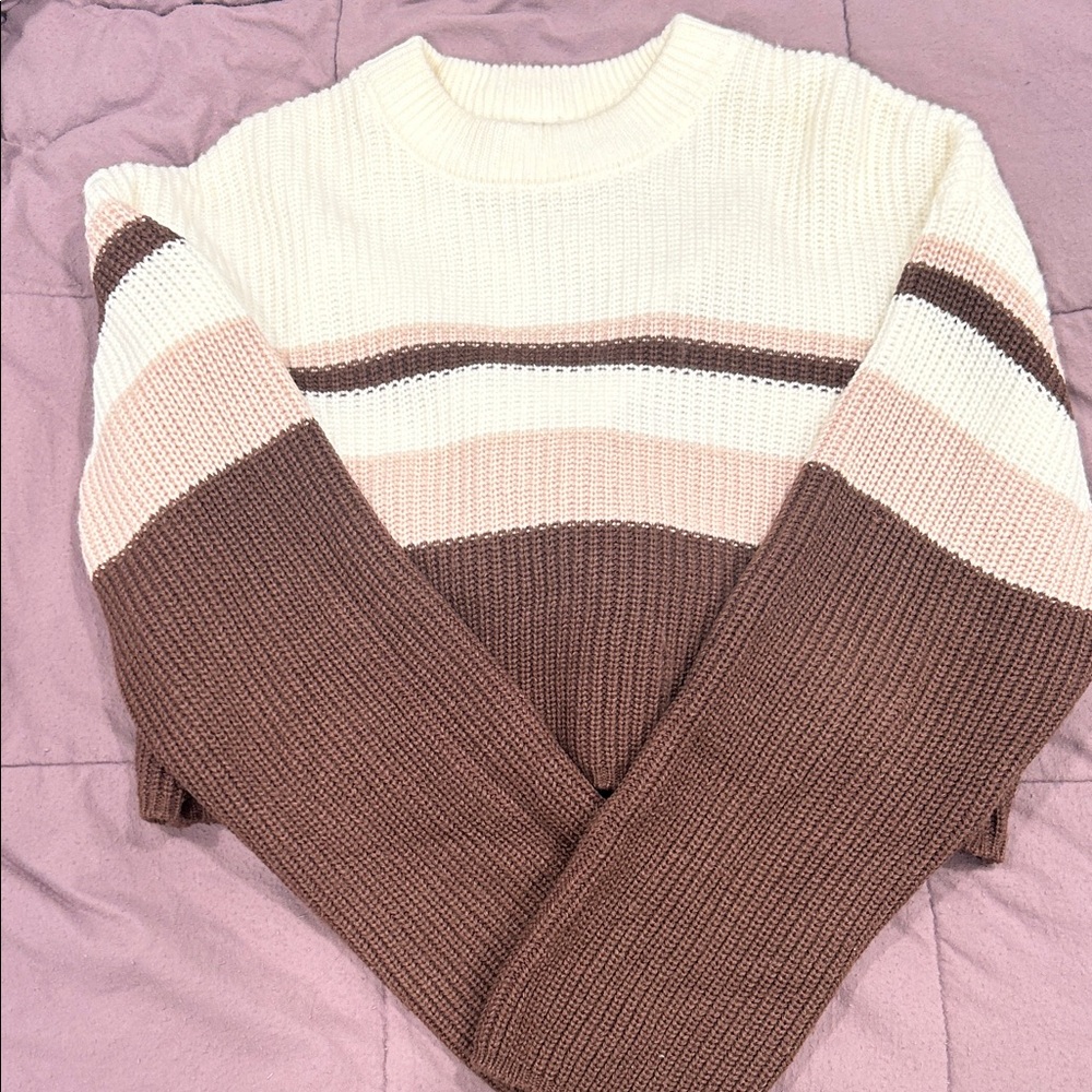 Garage Cream and Brown Striped Sweater